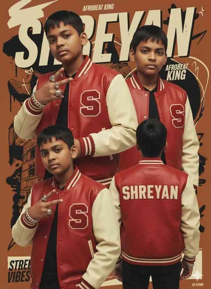 retro urban poster sage green varsity jacket SHREYAN