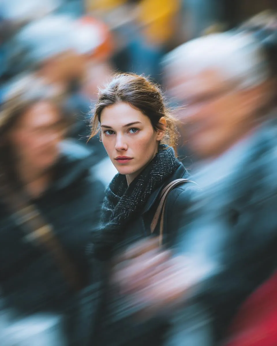 Long exposure crowd motion blur street