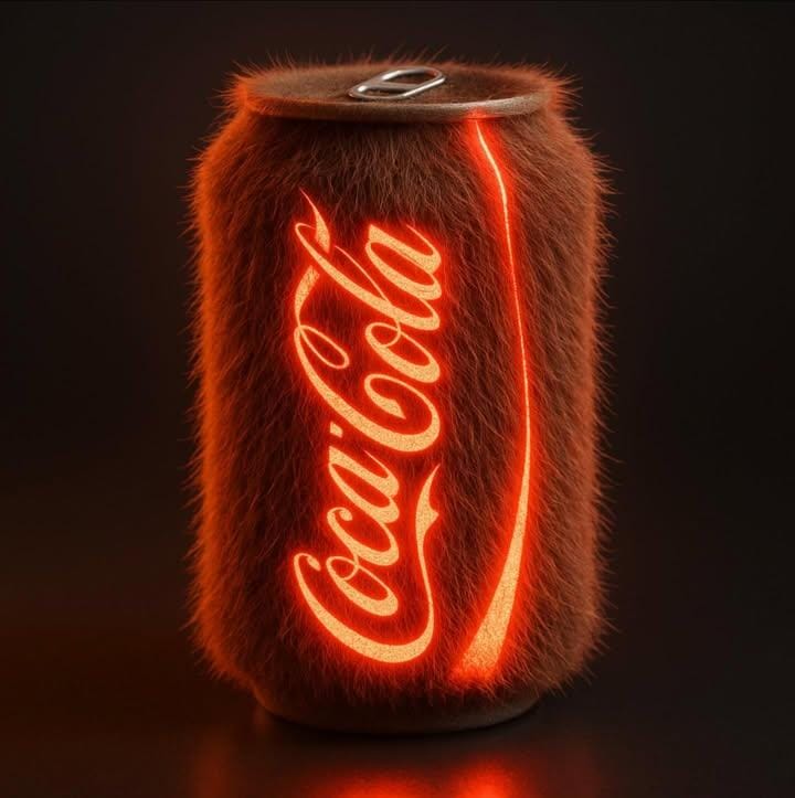 Object covered in dense fur with neon