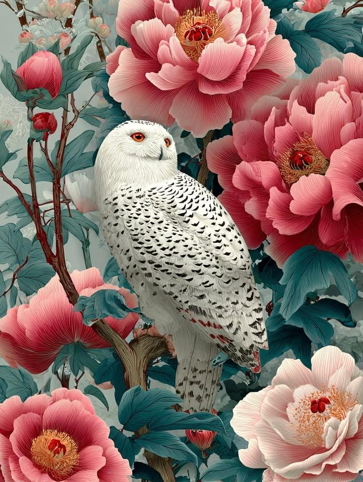 Chinese painting phoenix on tree branch
